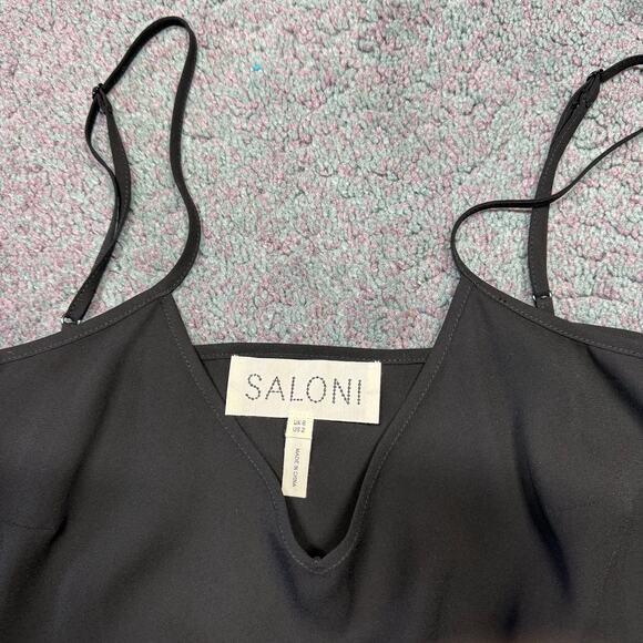 Saloni Silk Metallic Stripe Jacquard Midi Dress Size 2 - Picture 12 of 12